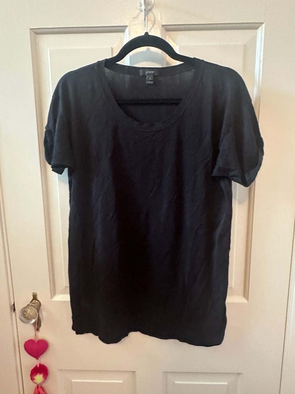 J.Crew Women's Black Cotton Split Hem Tee, Size S